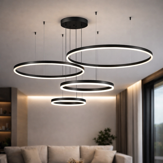 Designerska lampa sufitowa LED Ring – czarna