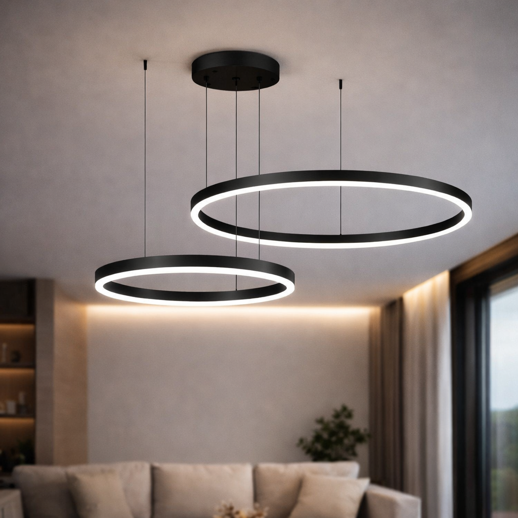 Designerska lampa sufitowa LED Ring – czarna