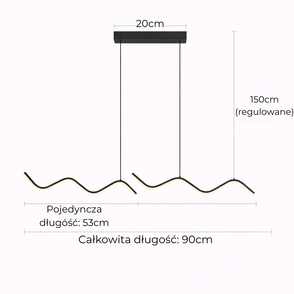 Długa lampa wisząca LED Nordic – nad stół do jadalni