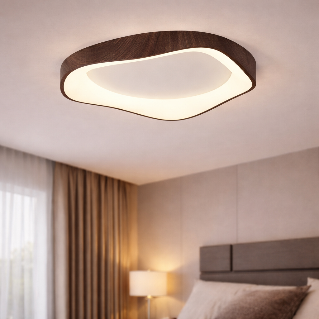 Nordycka lampa sufitowa LED z drewnem