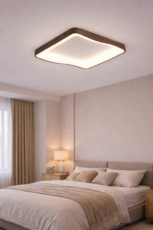 Nordycka lampa sufitowa LED z drewnem