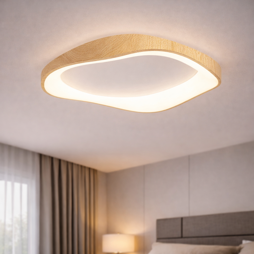 Nordycka lampa sufitowa LED z drewnem