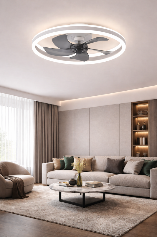 Cichy wentylator sufitowy z oświetleniem LED i pilotem