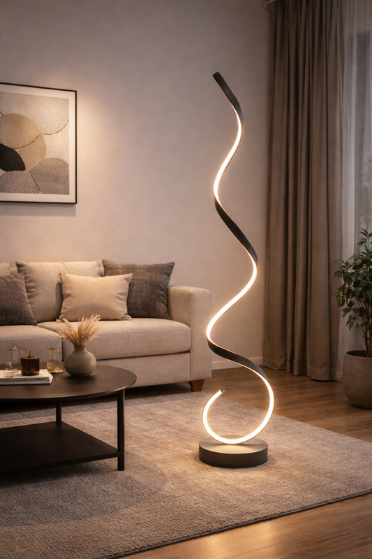Minimalistyczna lampa podłogowa LED Spiral – do salonu