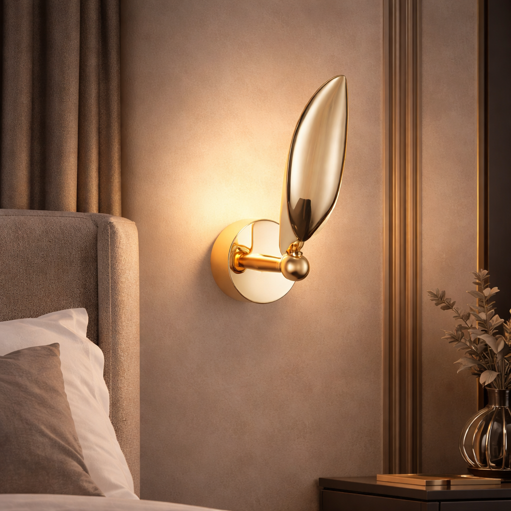 Designerski kinkiet LED – złoty