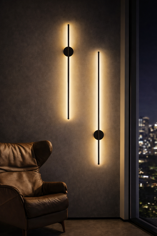 Czarny kinkiet LED – nowoczesna lampa ścienna do korytarza i salonu