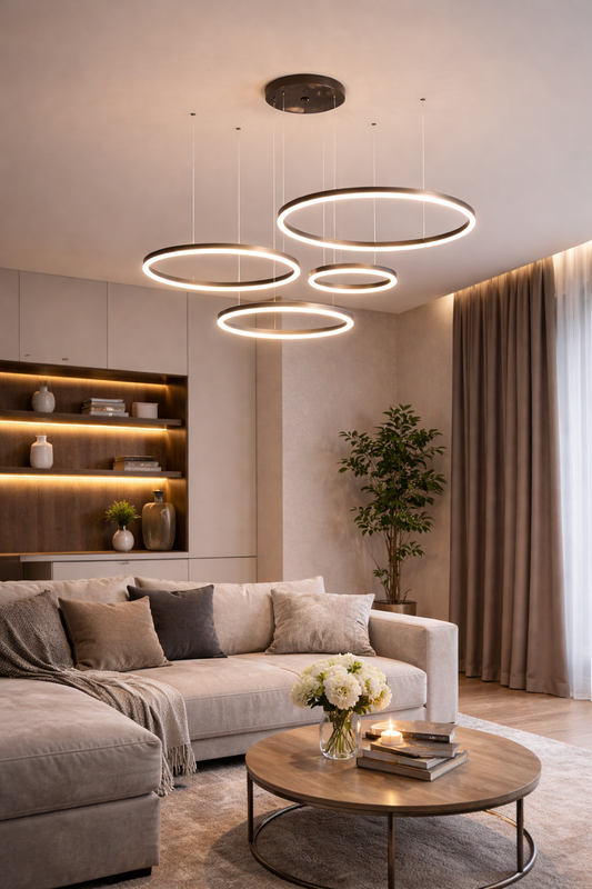 Designerska lampa sufitowa LED Ring – czarna
