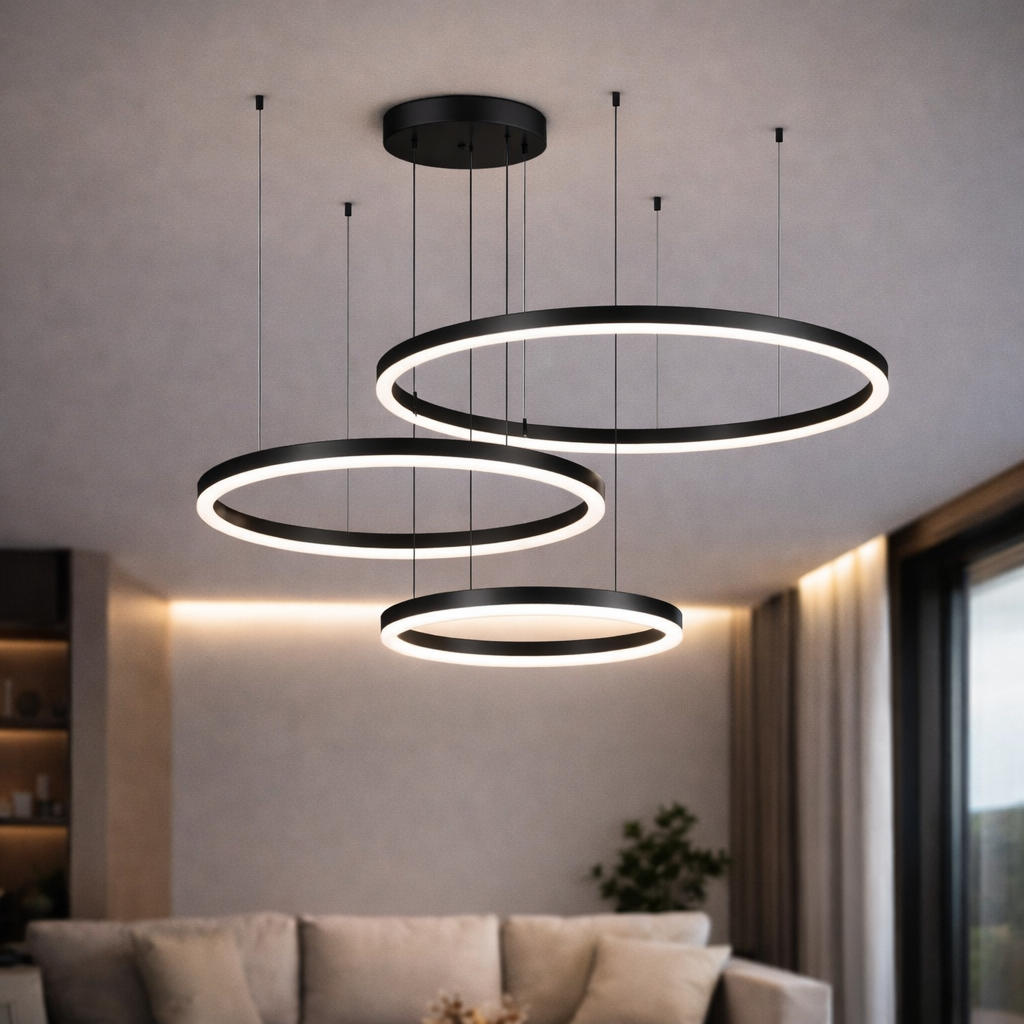 Designerska lampa sufitowa LED Ring – czarna