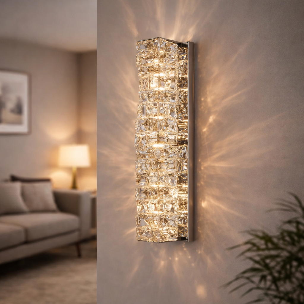 Luksusowa lampa kryształowa - kinkiet LED