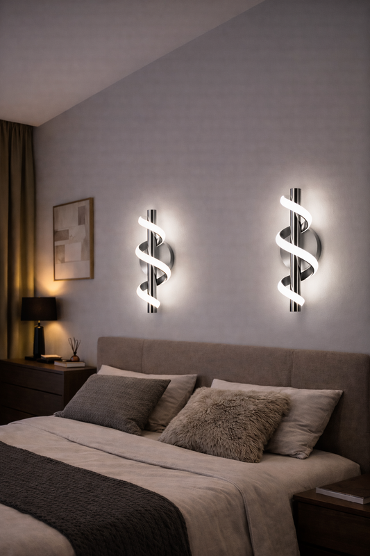 Designerski kinkiet LED Spiral – eleganckie oświetlenie ścienne do wnętrz