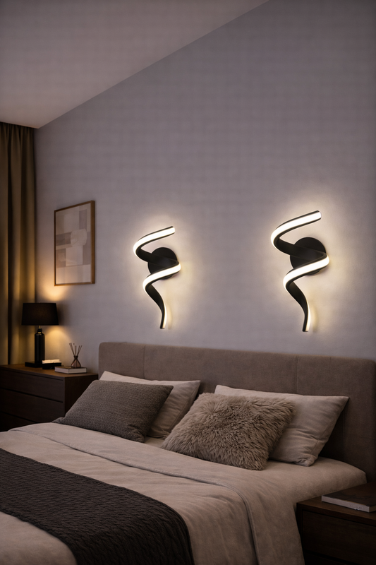Nowoczesny kinkiet LED Spiral – designerska lampa ścienna do salonu i sypialni