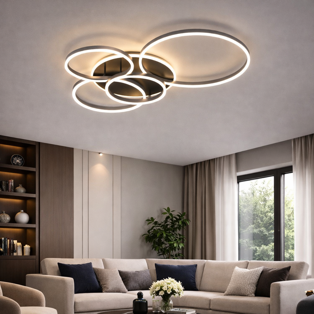 Luksusowa lampa sufitowa LED – złoto-biała do salonu i gabinetu