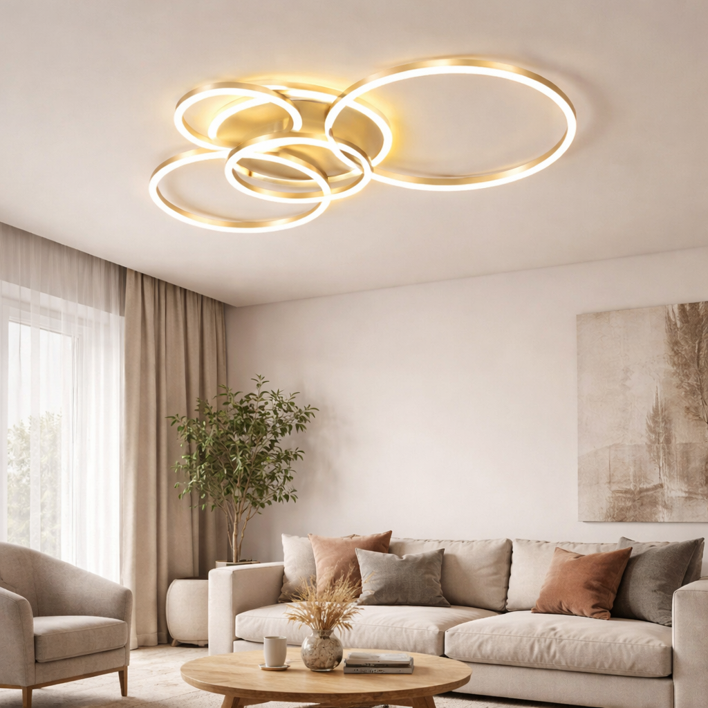 Luksusowa lampa sufitowa LED – złoto-biała do salonu i gabinetu