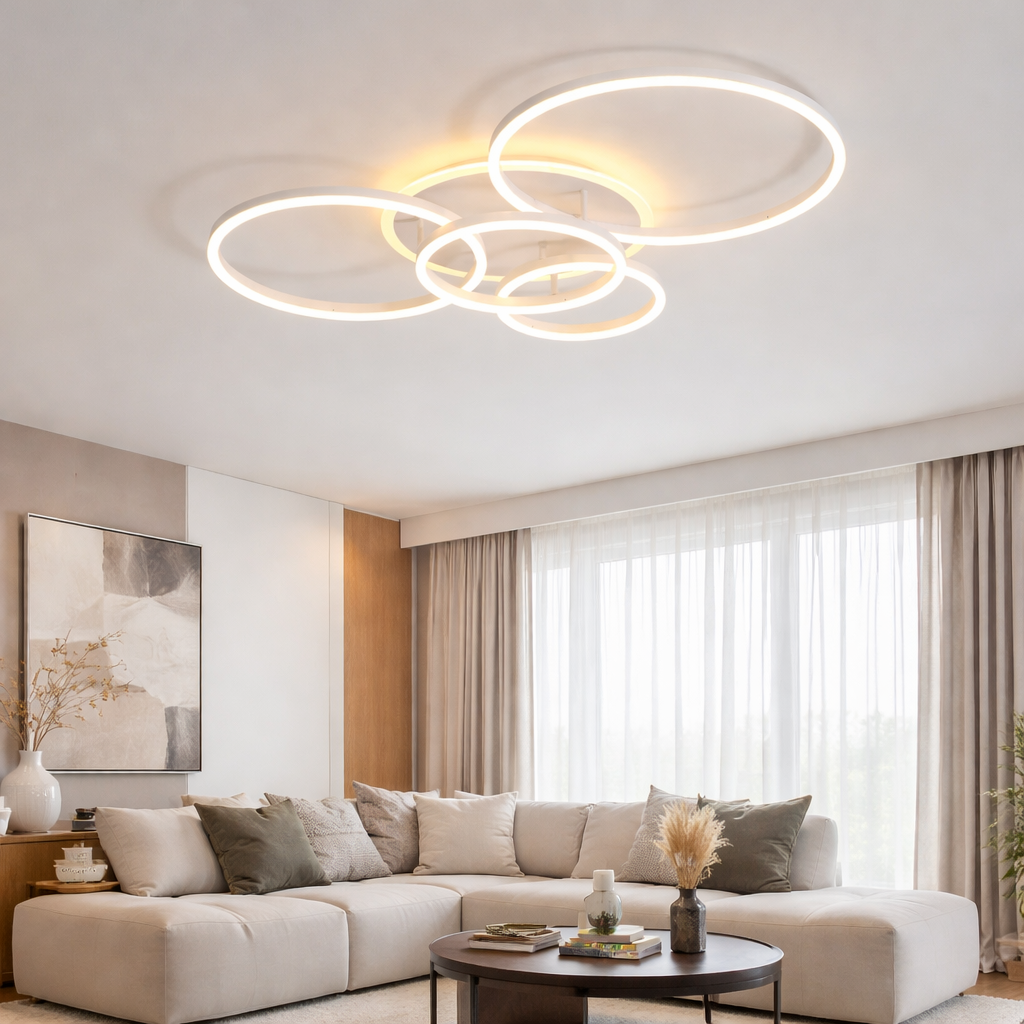 Luksusowa lampa sufitowa LED – złoto-biała do salonu i gabinetu