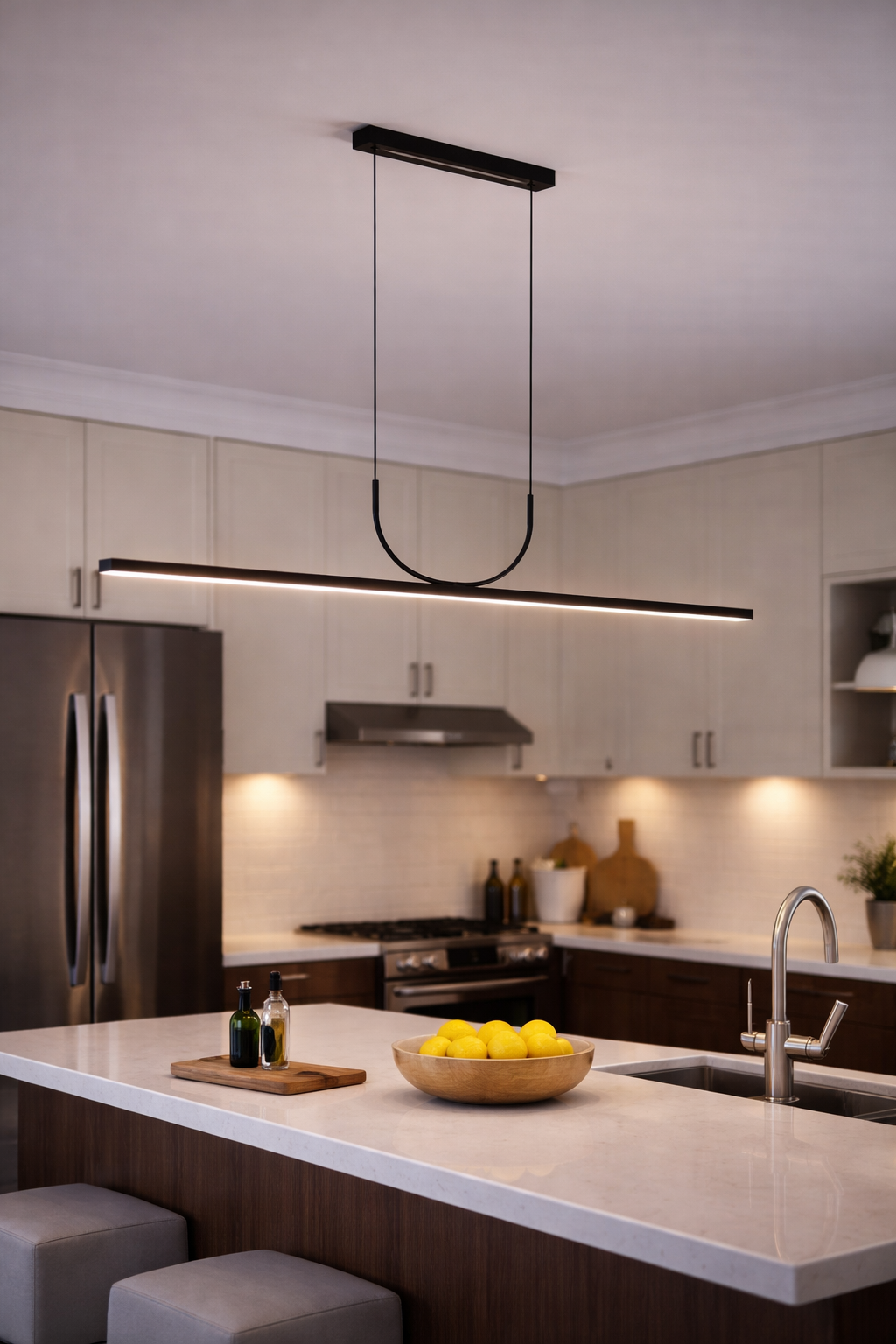 Lampa wisząca LED – czarna nad stół i wyspę kuchenną