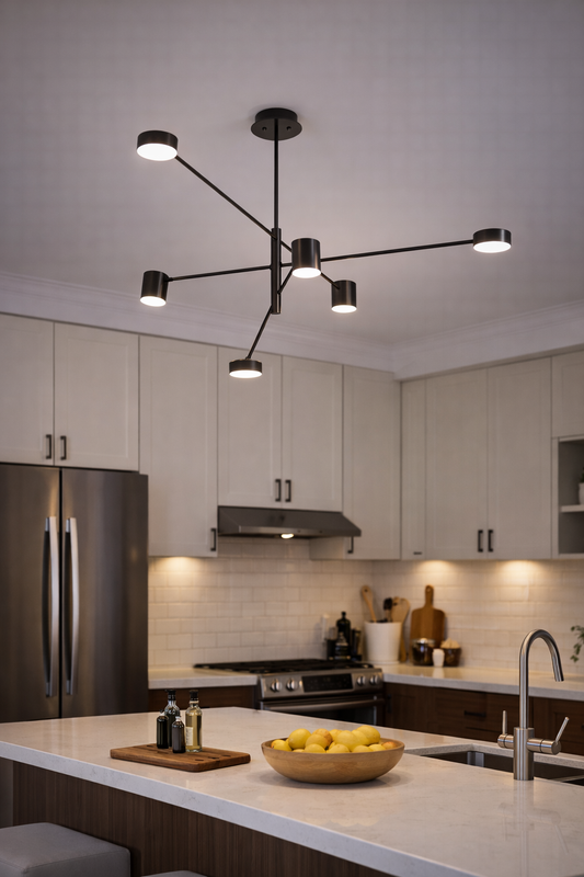 Designerska lampa sufitowa LED – złoto-czarna do salonu