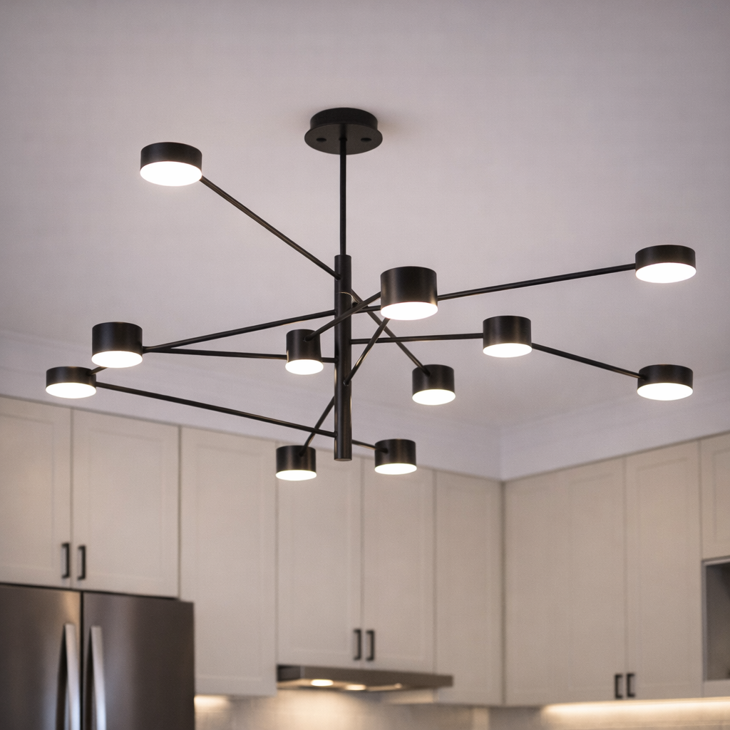 Designerska lampa sufitowa LED – złoto-czarna do salonu