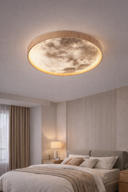 Nordycka lampa sufitowa LED – efekt drewna