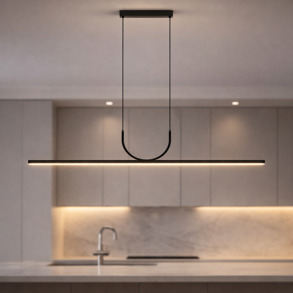 Lampa wisząca LED – czarna nad stół i wyspę kuchenną